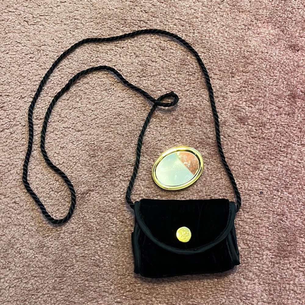 Small Black Change Purse with Mirror